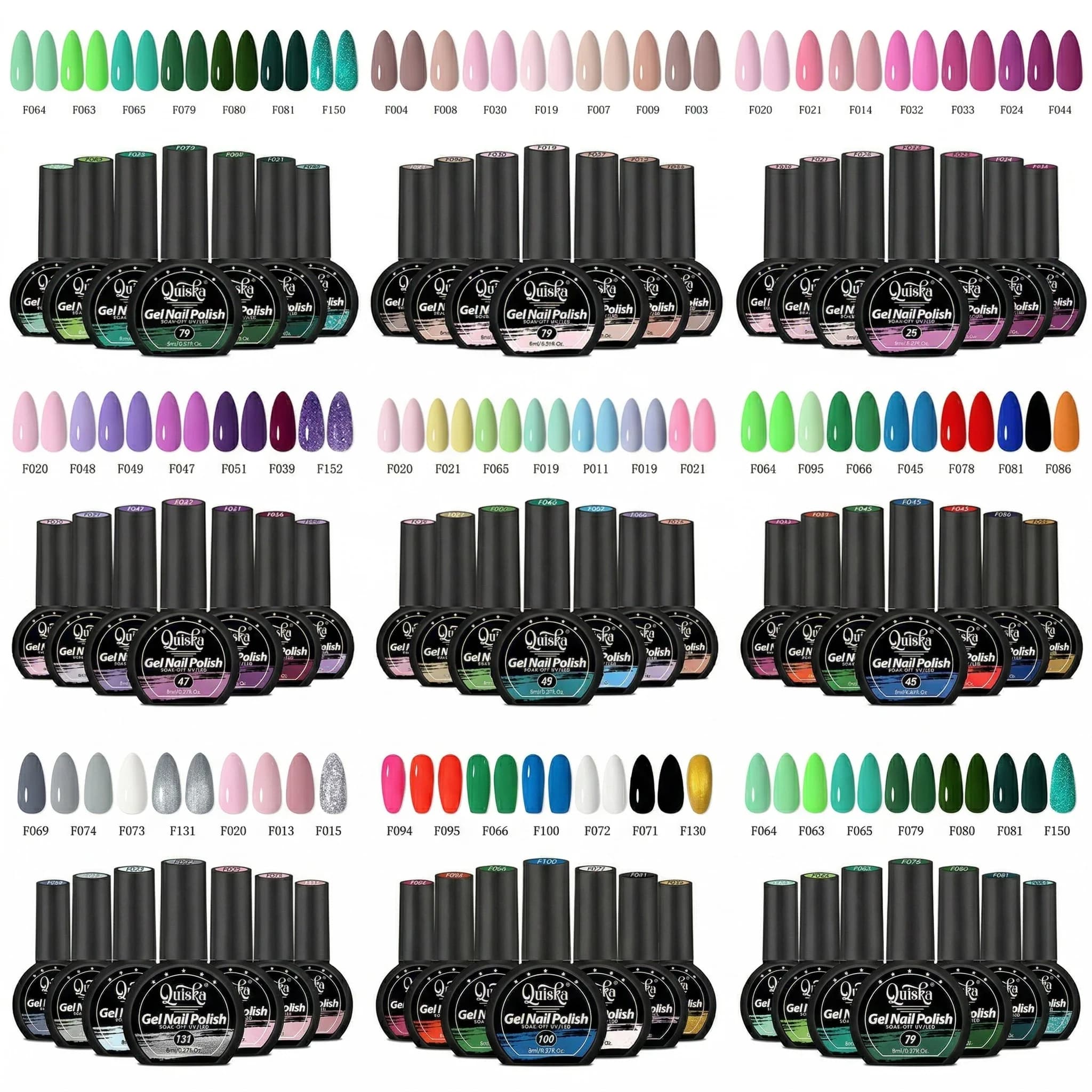 Kit Gel per Unghie Quiska 7 Pezzi — Progettato per Nail Art Fai-da-Te, con Colori di Tendenza; Gel UV Soak-Off, Lunga Durata e Resistente