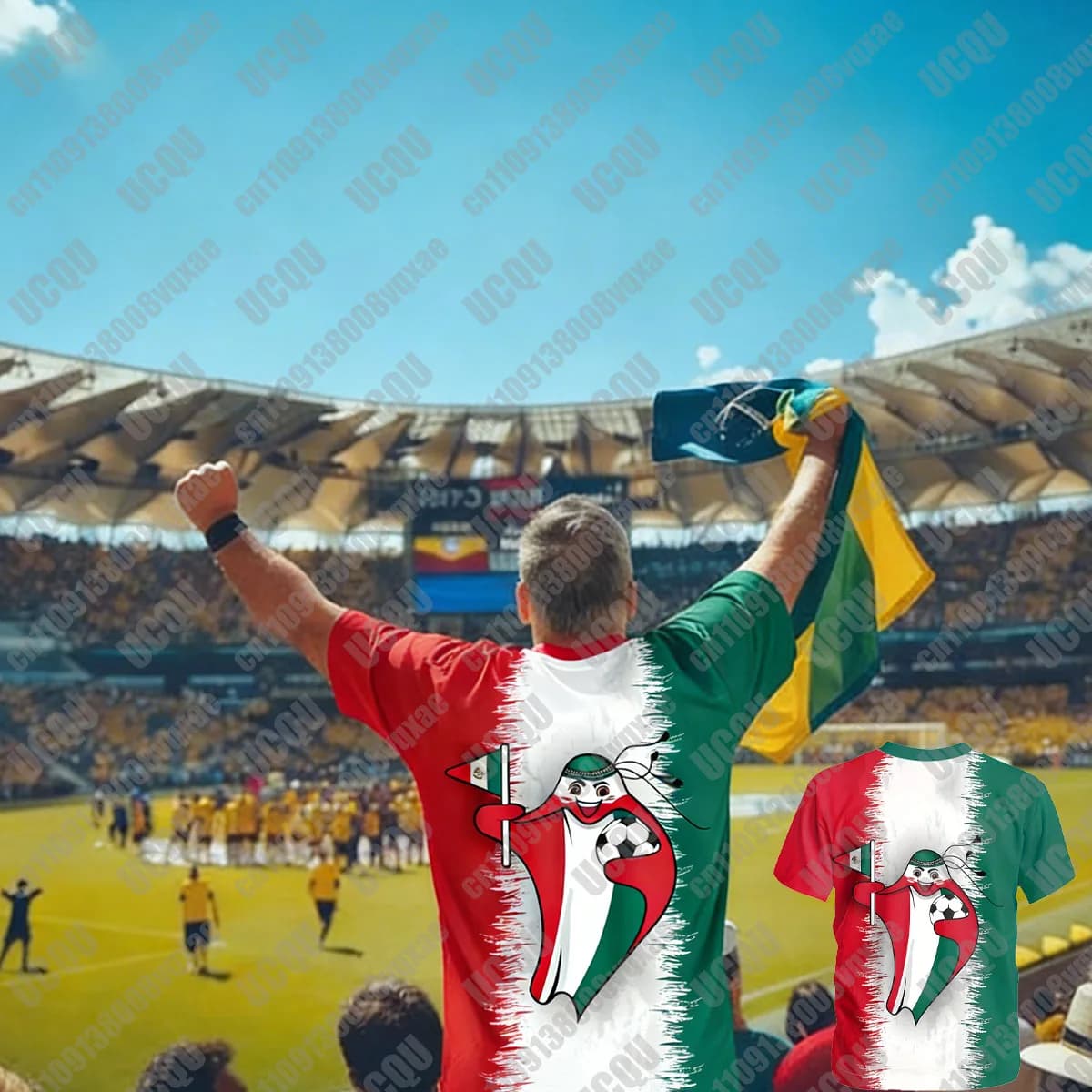 Maglietta 3D con Stampa Fantasma della Bandiera Messicana 2026, T-Shirt Unisex per Uomini, Donne e Bambini, Maglia Casual a Maniche Corte per Tifosi di Calcio