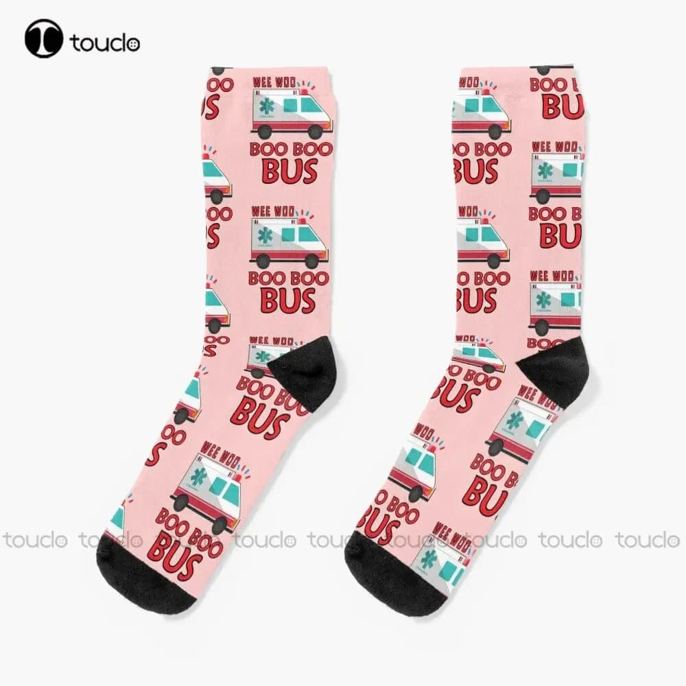 Wee Woo Boo Boo Bus First Responder Funny Ambulance Socks Baseball Socks Men 360° Digital Print Custom Gift Streetwear Art