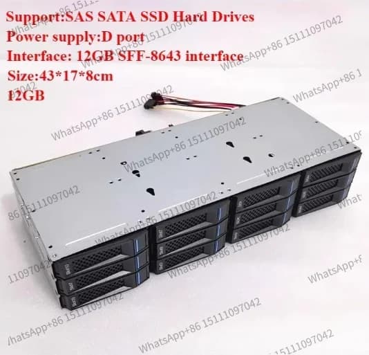 Gabbia per disco rigido da 12 alloggiamenti da 3,5 pollici da 6 Gb NAS di archiviazione da 12 Gb Telaio serie SAS sostituibile a caldo CDN nero