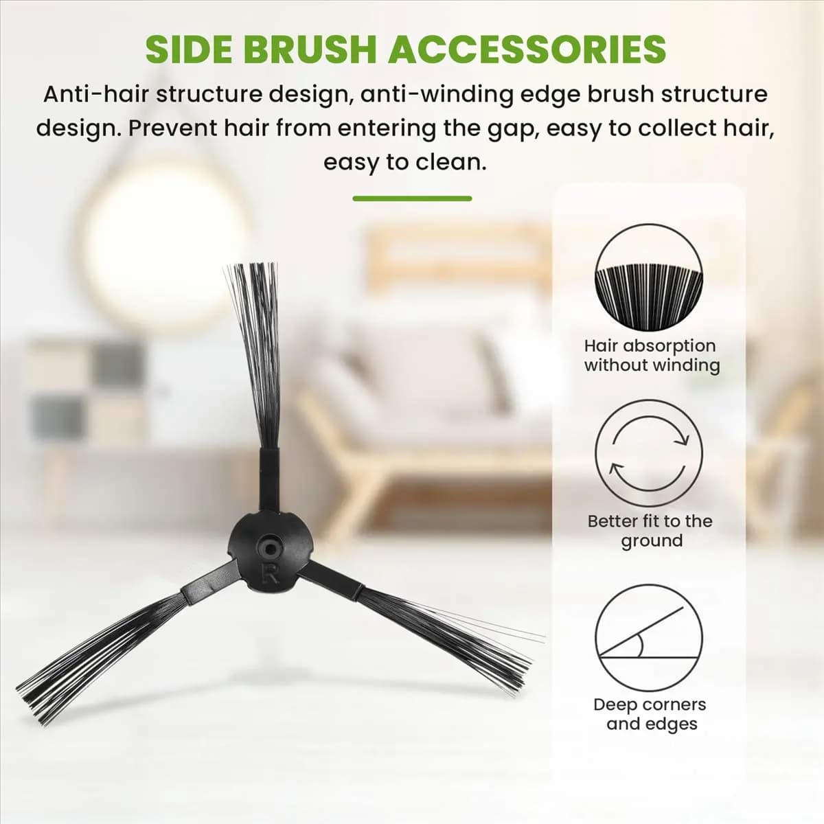 【High Quality】6PCS Side Brush for Vacuum Cleaner Sweeping Robot CR120/CEN540/X50 SUMMER