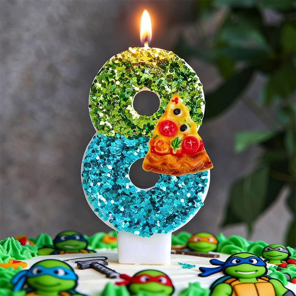 Candele a Tema Tartarughe Ninja TMNT con Numeri da 0 a 9, Candele Decorative per Torte di Compleanno per Bambini, Giocattoli per Feste Baby Shower