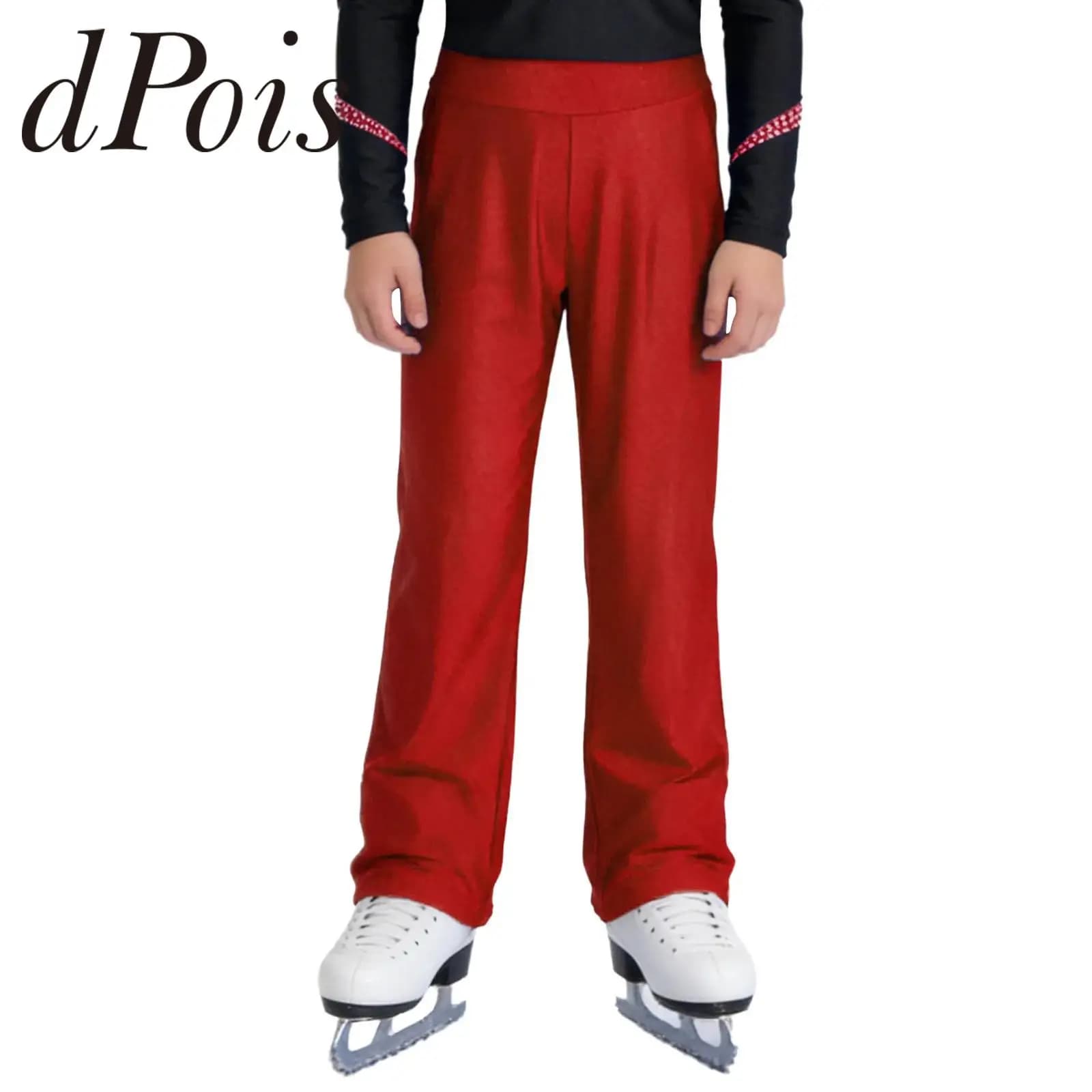 Pantaloni per Pattinaggio su Ghiaccio per Bambini, Costume da Pattinaggio Artistico per Ragazzi, Pantaloni Dritti per Pratica di Danza, Abbigliamento Sportivo