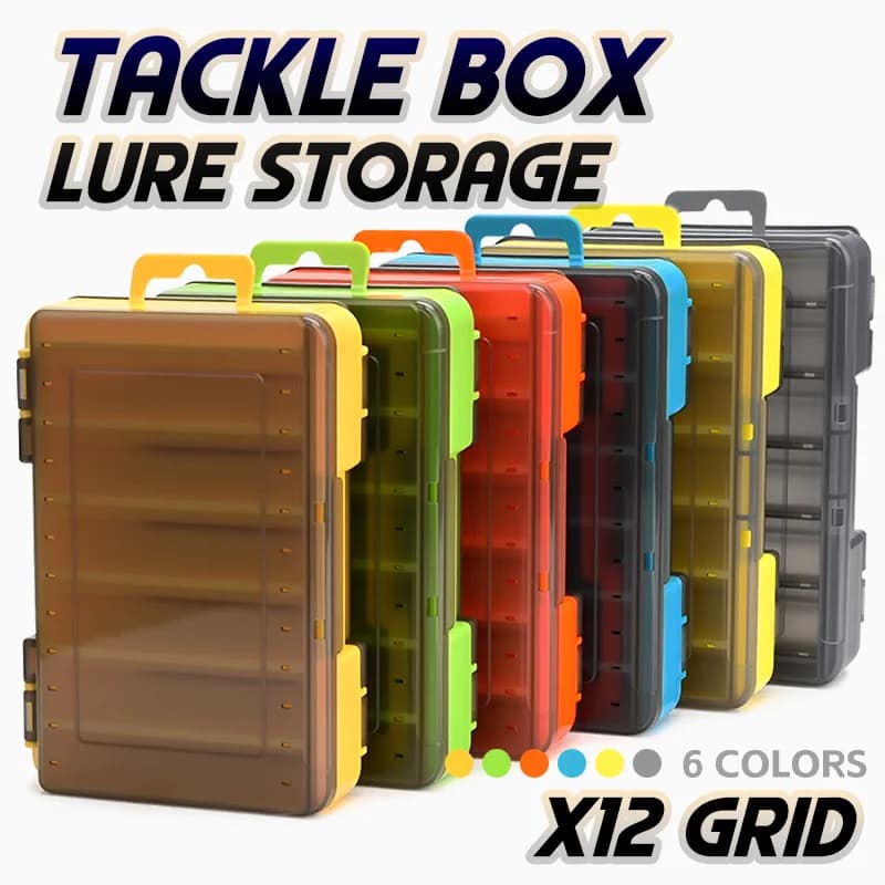 MEREDITH Comfortable fishing equipment box on one side 12 compartments Arrangement box Fishing accessories Plastic case