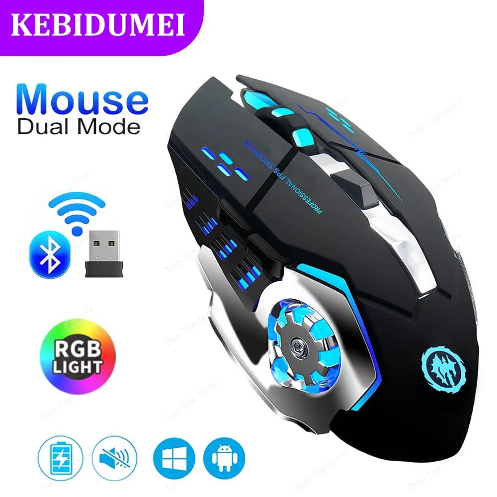 Mouse Bluetooth 5.2 RGB Mouse Wireless 2.4G Mouse Rechargeable Silent Mouse Mouse 3600 DPI Mouse for MacBook Laptop Tablet