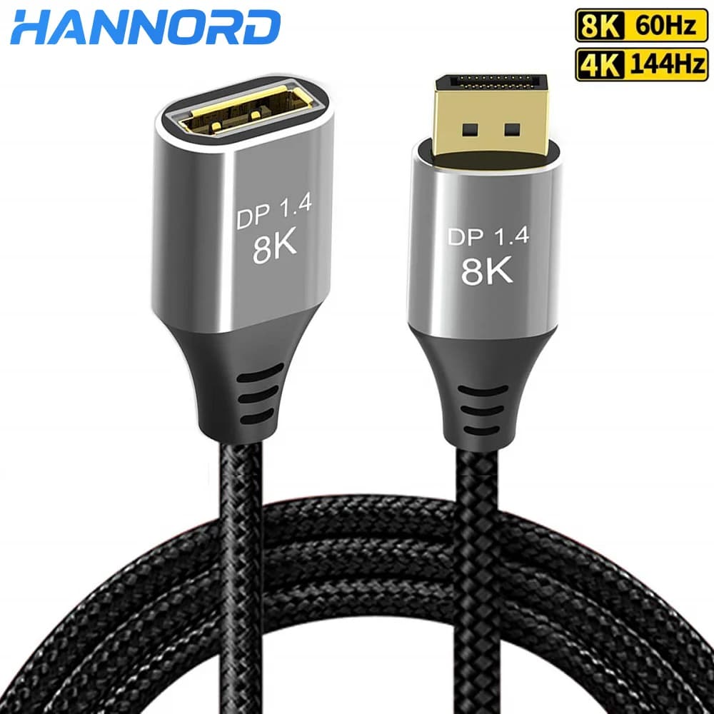 Hannord 8K DisplayPort Cavo di prolunga 8K@60Hz 4K@144Hz Maschio a Femmina DP 1.4 Extender per PC TV Monitor portatile Proiettore