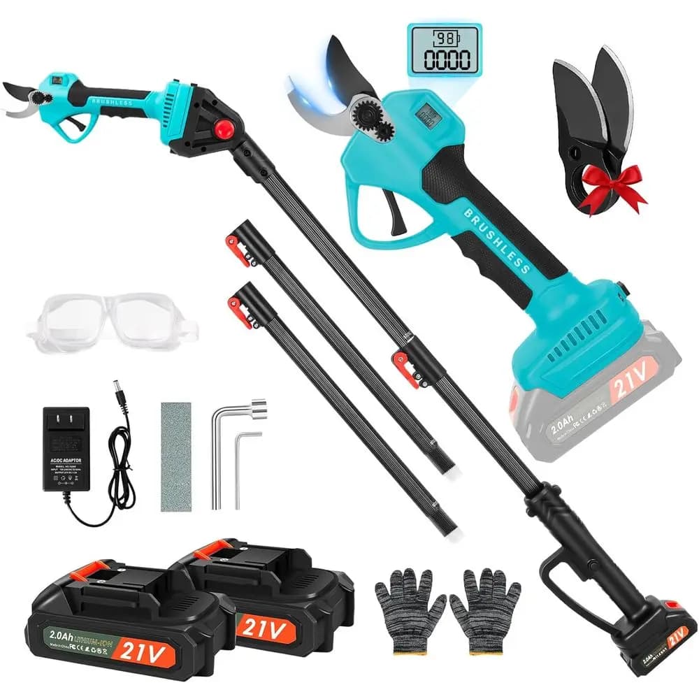 Electric shears with shearing diameter of 1.6 inch with extension rod of 9 feet, pot for trees