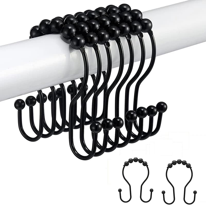 304 Stainless Steel Double Hook Shower Curtain Ring Double Ear Sticky Hook Curtain Hook Shower Curtain Hook Bathroom Hardware Ac