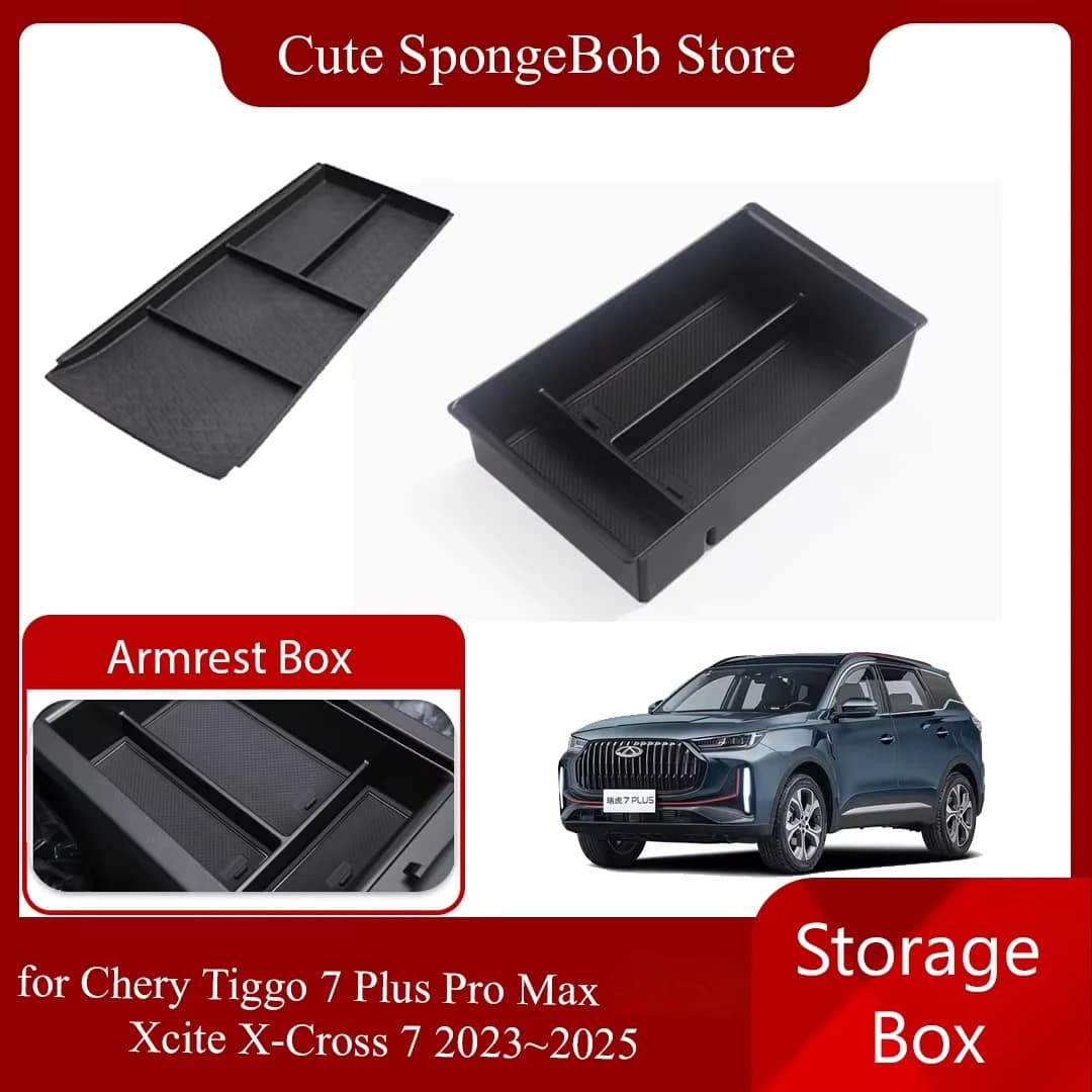 Storage Box for Chery Tiggo 7 Plus Pro Max Xcite X-Cross 7 Ebro S700 2023~2026 Armrest Central Console Rubber Tray Accessories