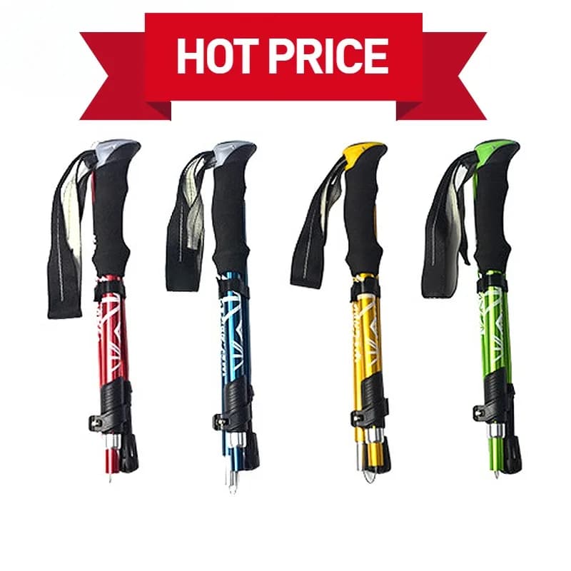 Outdoor Hiking Sticks to 5 Sections Expansion Contraction Piega Nord Europe Walking Campsite Climbing Stick with Aluminum Alloy Pole