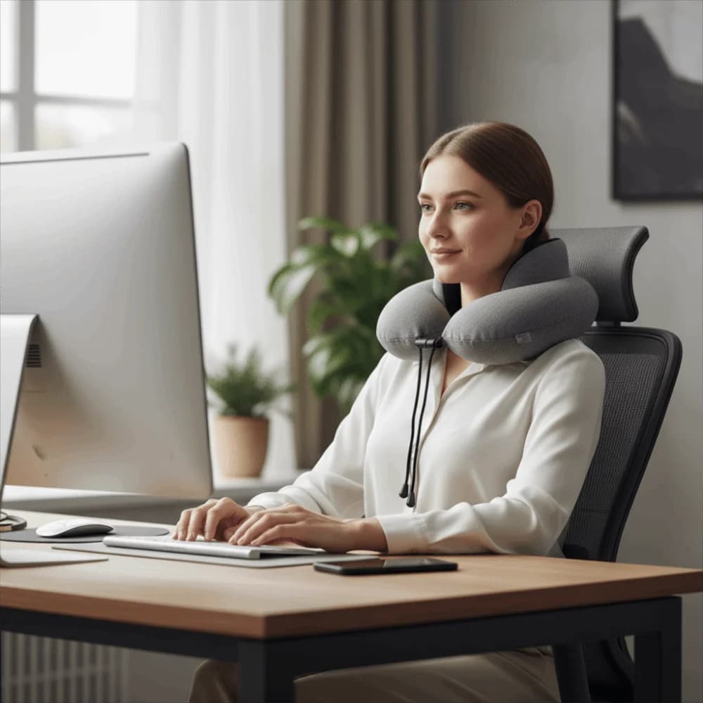 Cuscino Cervicale Gonfiabile Ergonomico a Pressione, Traspirante in PVC, Supporto Lombare per Auto, Cuscino di Sostegno Cervicale per la Guida