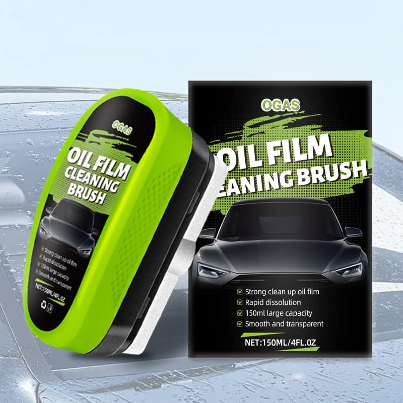 Spazzola per la pulizia del film oleoso dai vetri dell'auto OGAS Automotive, detergente per il film oleoso dai vetri da 150 ml per finestrini dell'auto, spazzola per la cura dell'auto