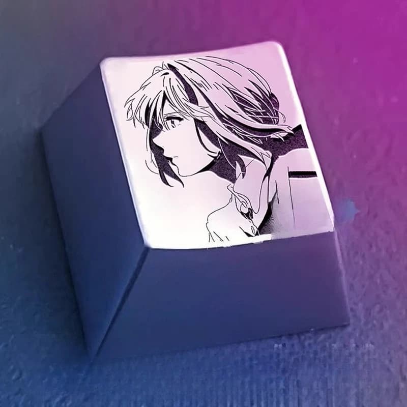 Keycap a tema anime in metallo con profilo R1/R2/R3/R4, originali fatti a mano, color argento, per tastiere meccaniche, accessori regalo