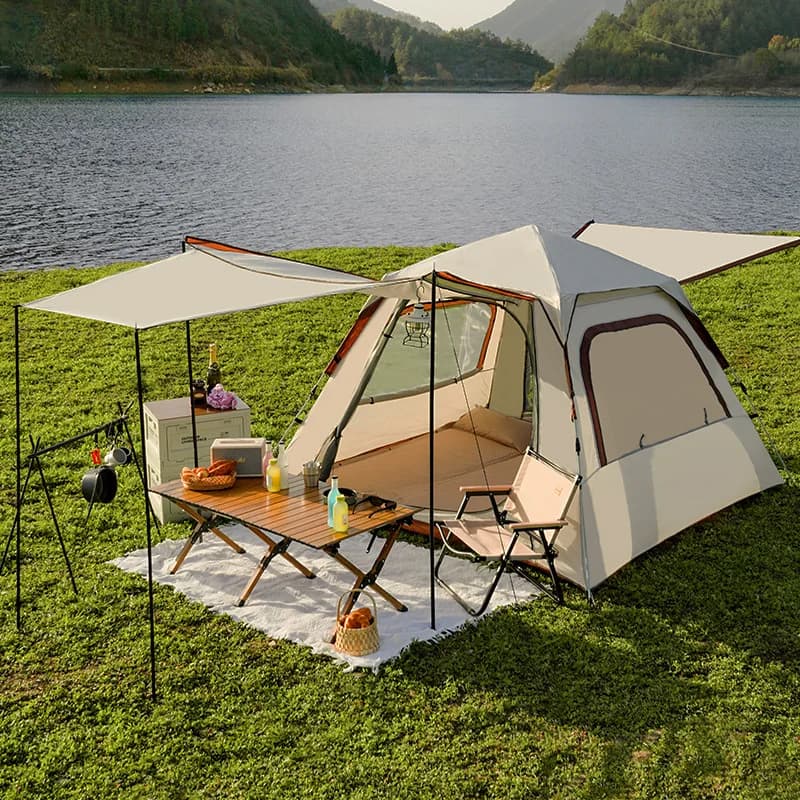 Outdoor Automatic Camping Tent Waterproof Sunshade Tent Canopy 2-in-1 Outdoor Extended Type Outgoing Hiking Backpacking Tents