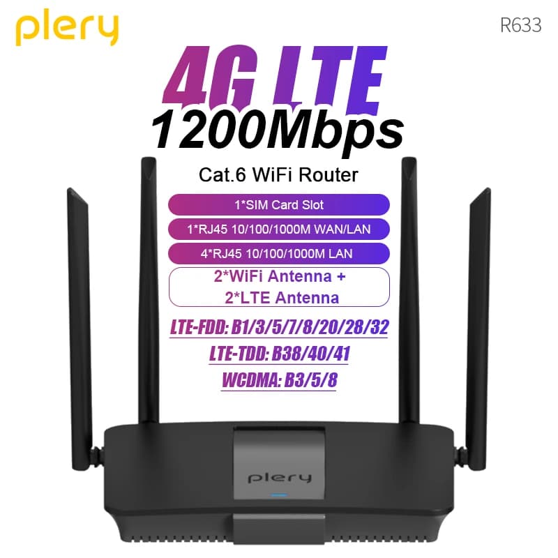 Plery 1200Mbps Dual-Band Wifi Signal Booster Repeater 2.4G/5G Wireless WiFi Extender Gigabit Amplifier for Home Network