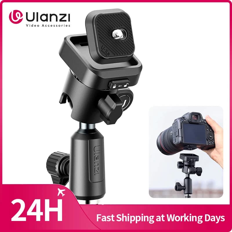 Ulanzi TH02 Uka Testa a sfera invertita Uka Testa a sfera a sgancio rapido Carico da 2,5 kg per luce di riempimento della fotocamera per supporto luce universale