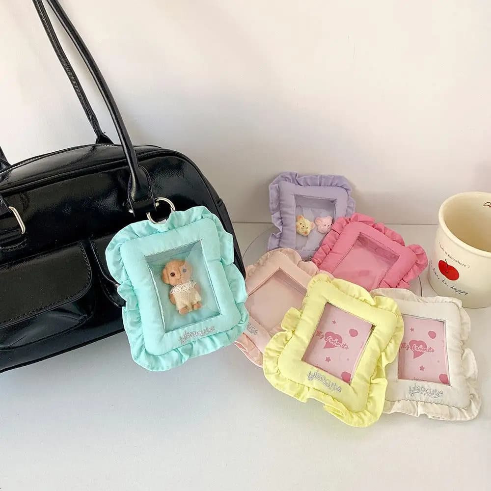 Porta carte Porta carte Porta carte fotografiche Portaoggetti per foto Borsa portaoggetti con ciondolo Morbido dolce Custodia per carte di moda INS a forma di cuscino da 3 pollici