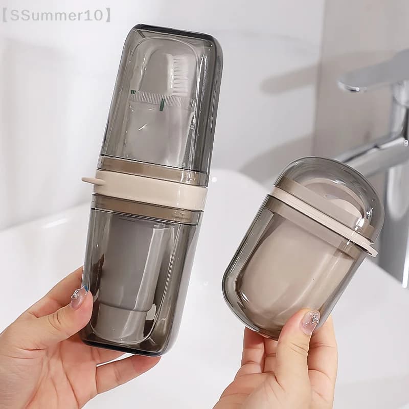 【SSummer10】2 pezzi di custodie portatili in plastica per sapone e spazzolino da denti - Set da viaggio per articoli da toeletta, facile da pulire, accessorio per palestra e bagno【SS】
