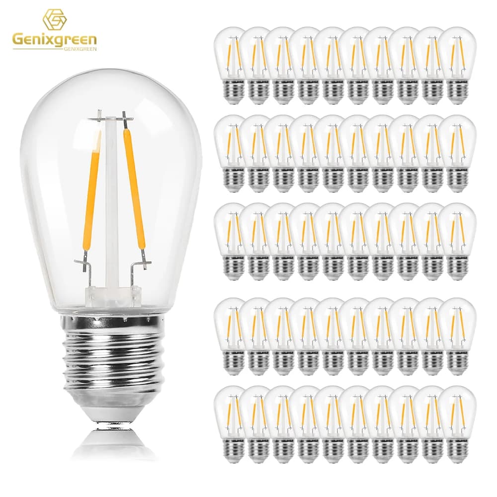 Lampadine Edison in plastica S14 2W Base E27 infrangibile vintage Bianco caldo Uguale a 20W Luce a incandescenza Sostituisci lampadina