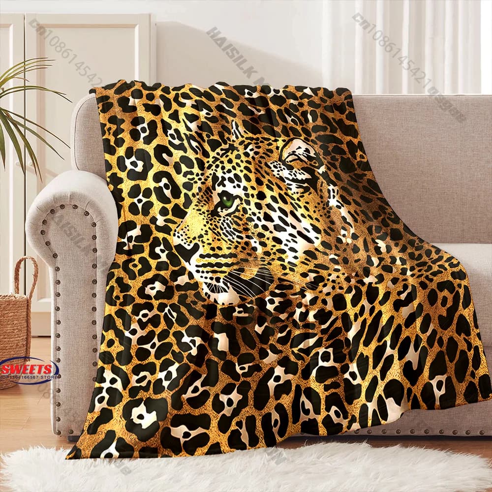 Elegante coperta con stampa leopardata, diverse misure, per cameretta bambini e adulti, soggiorno, divano, decorazione, regalo raffinato