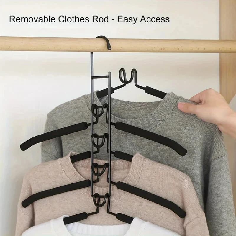 Multi Functional 5-Layer Clothes Hanger, Sponge Anti Slip Clothes Hanger, Household Wardrobe Hanger, Detachable Storage