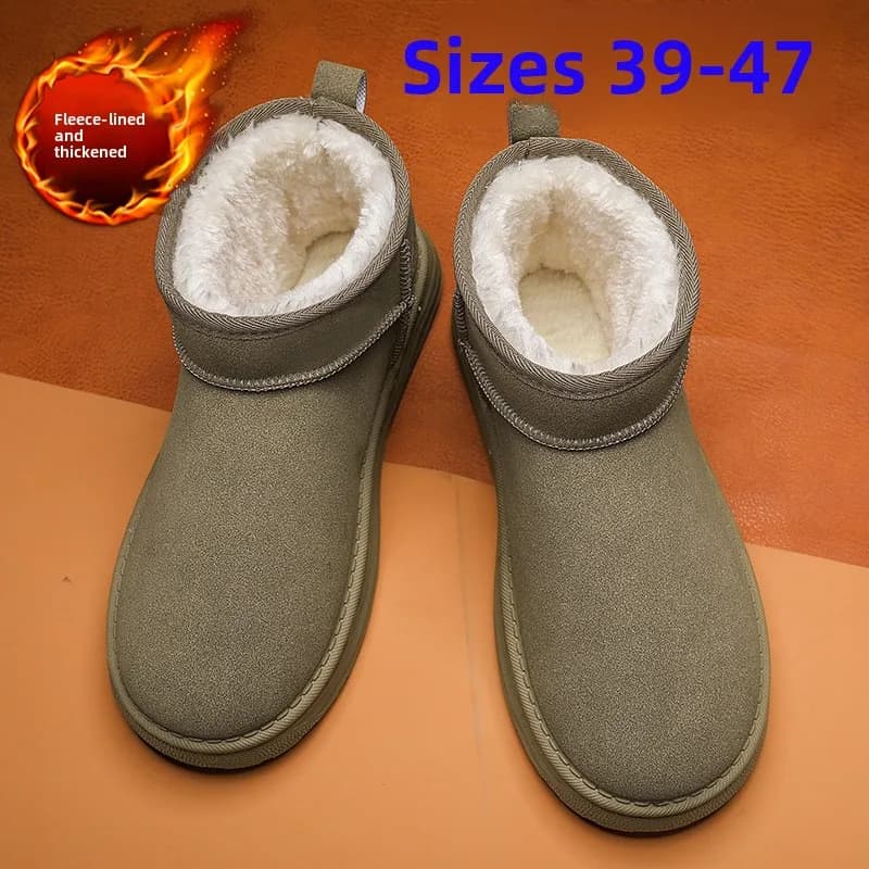 Northeast Men's Winter Snow Boots Thickened Fleece Warm Cotton Shoes Anti-Cold Anti-Slip Waterproof Bread Shoes Rubber Sole