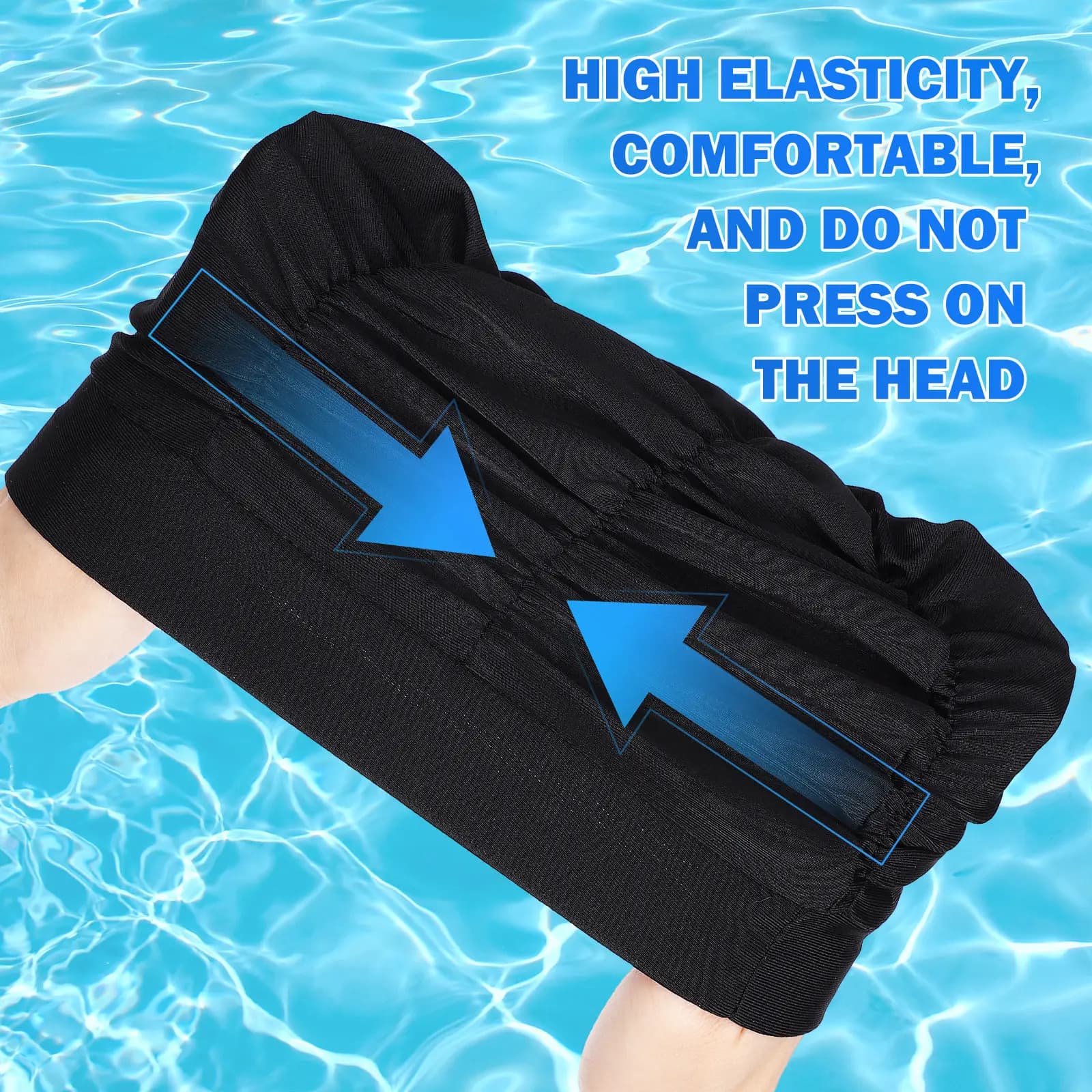 2 Pieces Swimwear Elastic Fabric Plyssettato, Universal Headphones for Long and Braided Hair, Light and Breathable