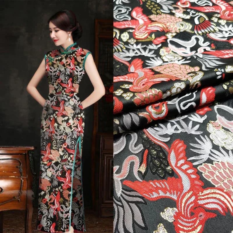 Tessuto tinto in filo broccato jacquard Stile cinese Modello Phoenix Abito Cheongsam Materiale Tessuti di design alla moda di marca al metro