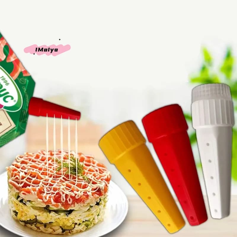 Set di dispenser per condimenti per insalata in PP per uso alimentare da 3 pezzi con ugello, bottiglia da spremere per salsa, sciroppo, marmellata, ketchup, gadget da cucina