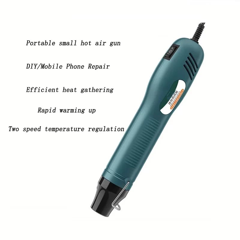 Pistola ad aria calda piccola e portatile, pistola per saldatura ad alta temperatura, pistola manuale per fai da te, pistola per cottura, per riparazione di cellulari, pellicole termoretraibili.