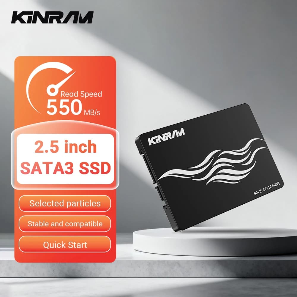 KinRam SSD SATA 3 da 2.5 pollici, 512GB 1TB HDD 128GB 120GB 256GB 240GB, Disco Rigido Interno a Stato Solido SATA3 240 256 GB per Laptop e Desktop