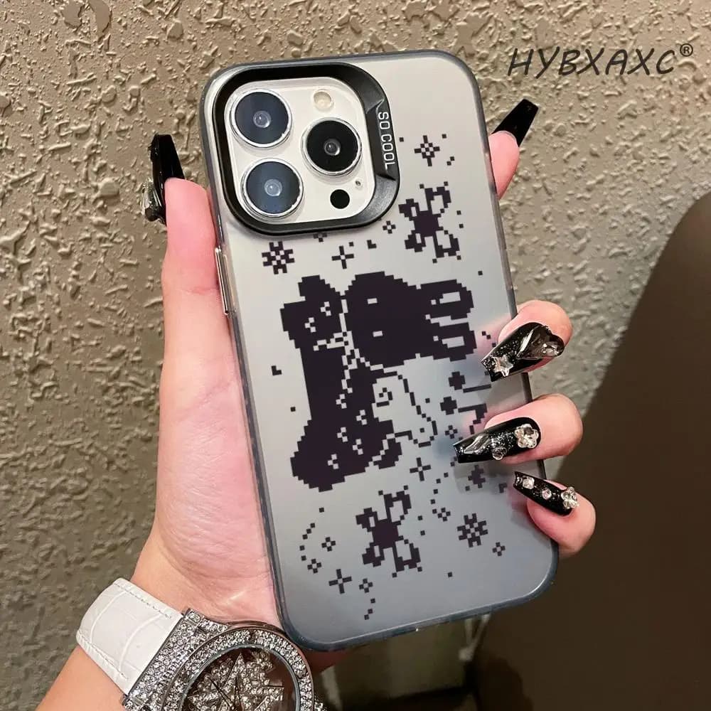 Custodia per telefono coreana Ins Pixel Rabbit Angel Wings per iPhone 17 Air 16 Pro Max 15 14 Plus 13 12 11, cover posteriore in silicone antiurto