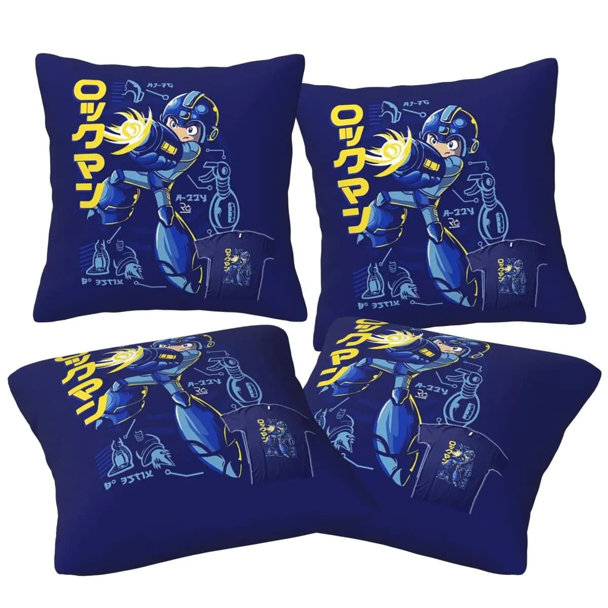 Megaman Video Game Mega Man4pcs Square Pillowcase Cushion Cover Comfort Pillow Case Throw Pillow Cover for Home Sofa Living Room