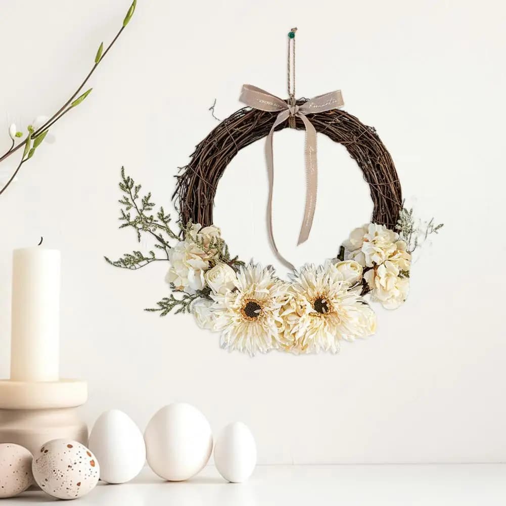 Ghirlanda di anelli in finto rattan Ghirlanda di ramoscello floreale fatta a mano per la decorazione della porta d'ingresso Decorazione da parete per piante sospese per matrimoni Artificiale