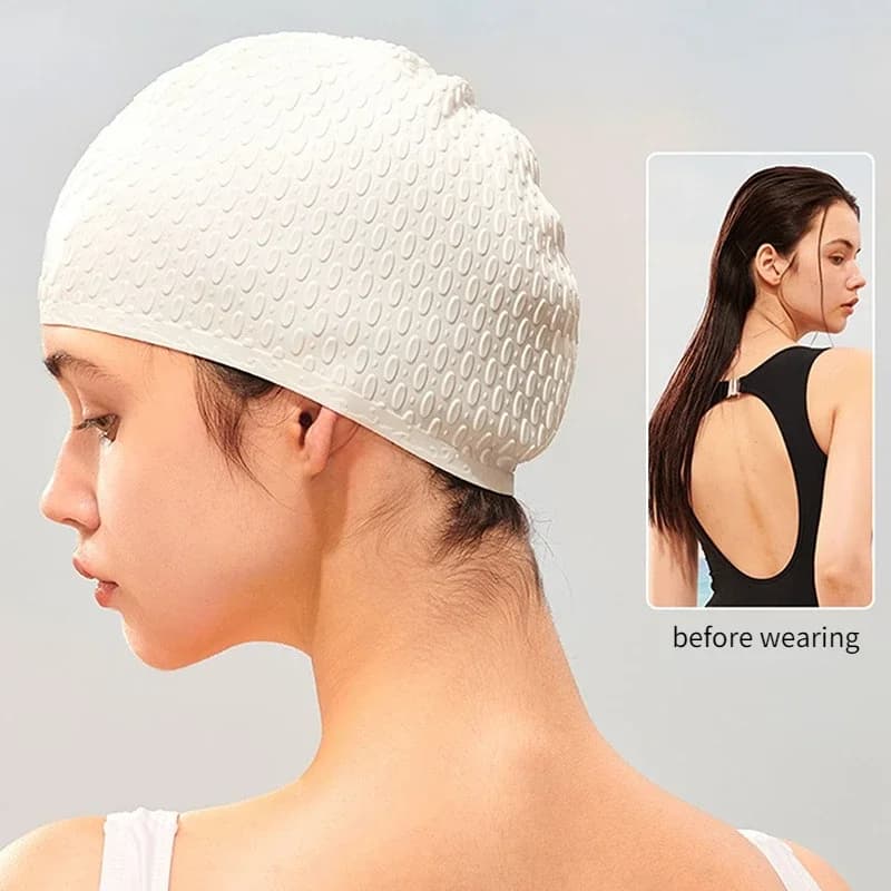 Silicone swimming head with water drop bubble swimming head enlarged for adults waterproof ear protection Super elastic