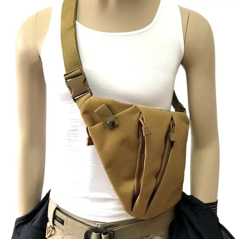Men's Tactical Bag for Arms with Hidden compartment, Right/Sinistra Shoulder Strap, Multicam Shoulder Bag for Keys, Messenger Bag, Airsoft Equipment