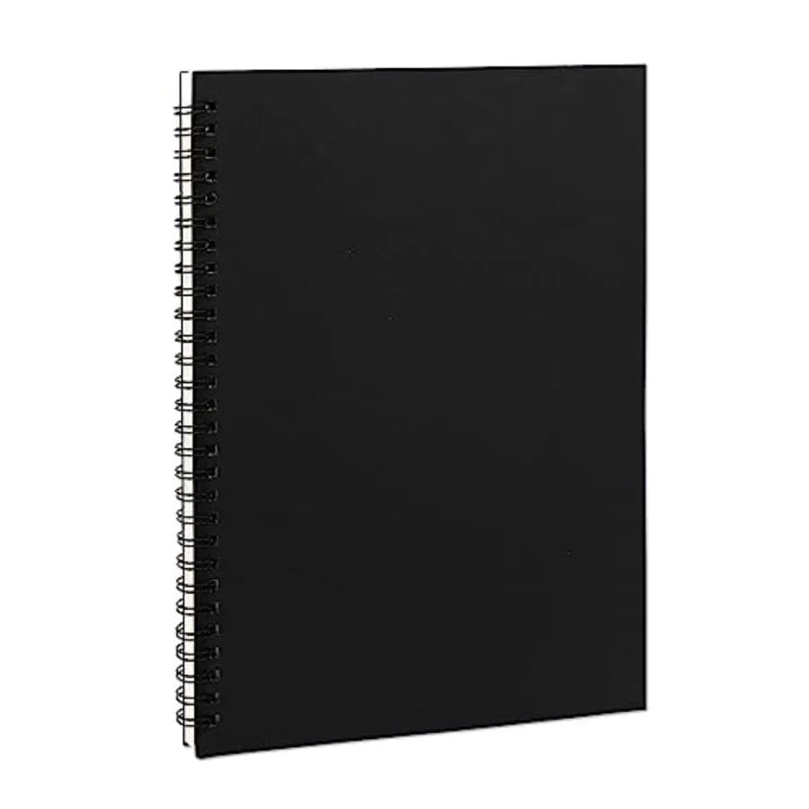 10 inch x 7.5 inch, 100GSM, Blank Spiral Notebook, 1-Pack, Soft Cover, Sketch book, 120 Pages/ 60 Sheets, Black