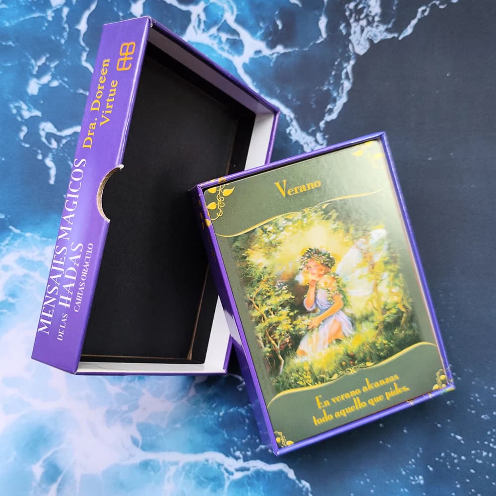Carte Oracle delle Fate Magiche - Edizione Spagnola | Mazzo da 44 carte con parole chiave | Carte grandi da 12 x 8,7 cm | Scatola rigida |
