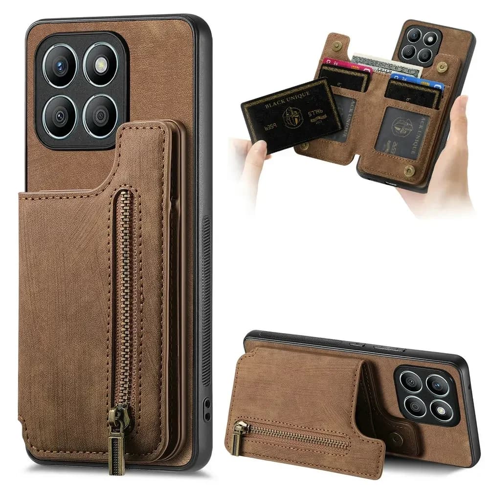 Honor X7D X7C 4G 5G Custodia a portafoglio in pelle Tasca per carte con cerniera Fonda Honor X7C Custodia per telefono Honor X7B X8B X6B Armatura Custodia magnetica