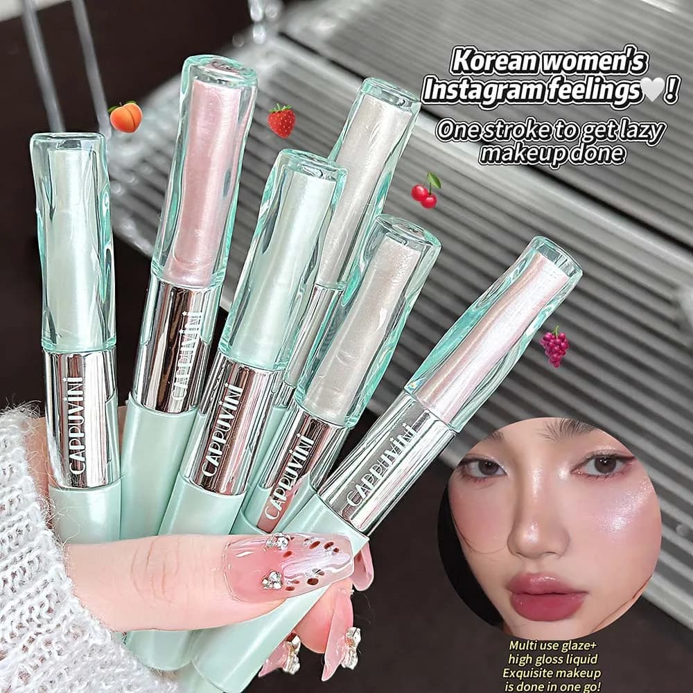Penna Multiuso a Doppia Punta Effetto Nuvola, Finitura Opaca Morbida a Bassa Saturazione, Evidenziatore, Contouring e Blush Stick per Trucco Coreano Effetto Naturale