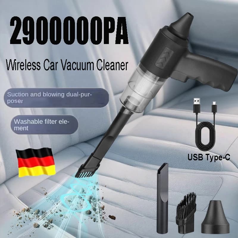 Aspirapolvere per Auto Senza Fili 2900000PA 120W Potente Portatile per Casa e Auto Leggero Ricaricabile Senza Cavo
