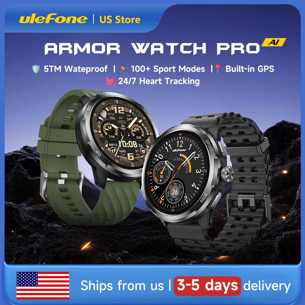 Ulefone Armor Watch Pro Smartwatch con Display AMOLED da 1,5", GPS Integrato, Monitoraggio della Frequenza Cardiaca, Orologio Sportivo per Uomini e Donne