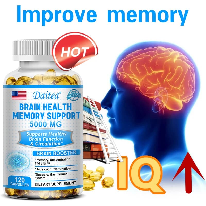 Integratore di Vitamina B6, Supporto per la Memoria e la Salute del Cervello 5000 mg, Favorisce la Concentrazione, la Funzione Cerebrale e la Circolazione, 120 Capsule