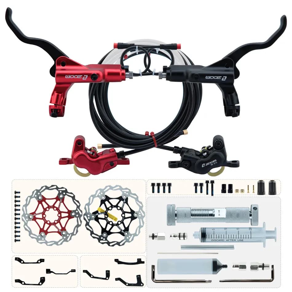 ZOOM HB-876E Disco a 4 pistoni Freno idraulico Scooter elettrico Pieghevole 203 Mountain Bike Spegnimento Nero Rosso 160 E-bike Bicicletta 180