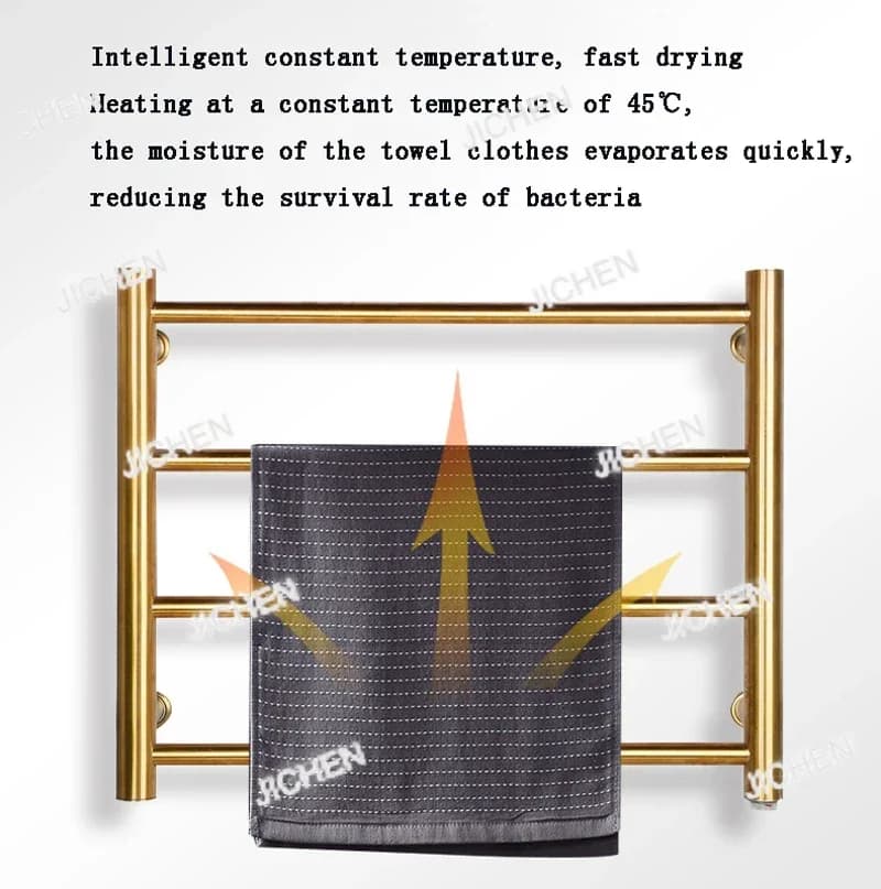 Portasciugamani elettrico HV in acciaio inossidabile 304 45 ° C Portasciugamani riscaldato a temperatura costante 540*450*120(mm) 110 V/220 V Waterproo