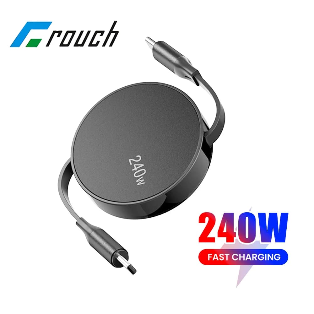 PD240W cavo di ricarica rapida retrattile di tipo C cavo da tipo c a USB C per iphone 15 Pro Max Samsung Xiaomi Huawei laptop tablet