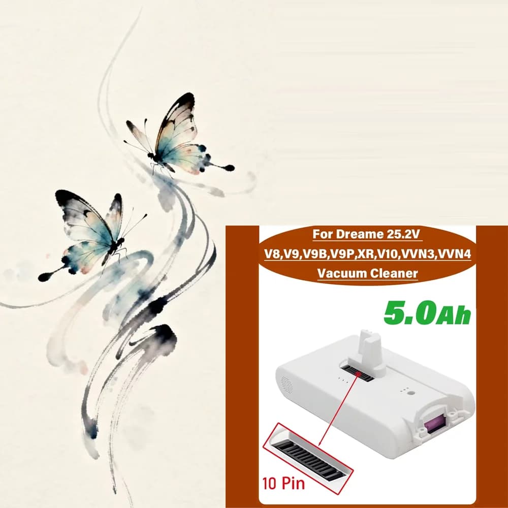 🔋~ for Dreame V8 V9 V10 V9P V9B Dreame Vacuum Cleaner 25.2V Battery VVN3 VVN4 Cordless Dust Catcher Replacement 5.0Ah Batteries