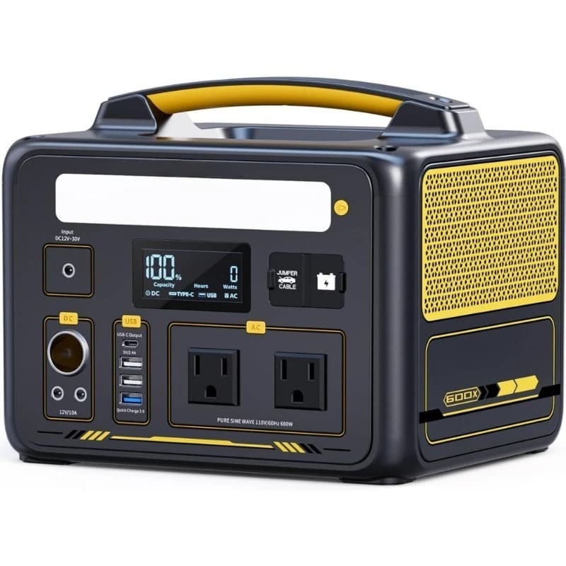 Stazione di Alimentazione Portatile 600W 299Wh, Generatore Solare con Batteria LiFePO4, Presa AC, USB-C, Avviatore d'Emergenza per Auto, Campeggio, Camper e Viaggi