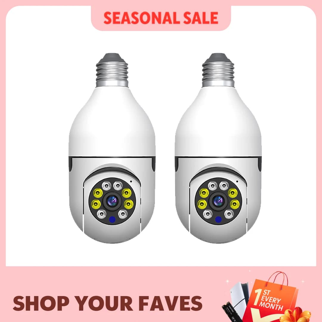 2Pc Ease Life APP-Lampadina Security cameras External wireless WiFi camera 5GHz, 360 degrees, E27 Light socket Vite in Securi