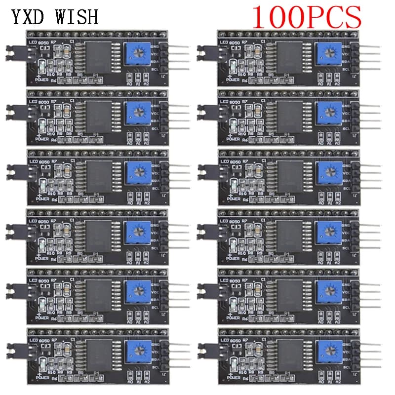 100 pcs IIC I2C TWI SPI Serial Interface Card 2004 LCD1602 Plate LCD Adapter Module Converter PCF8574 For Arduino